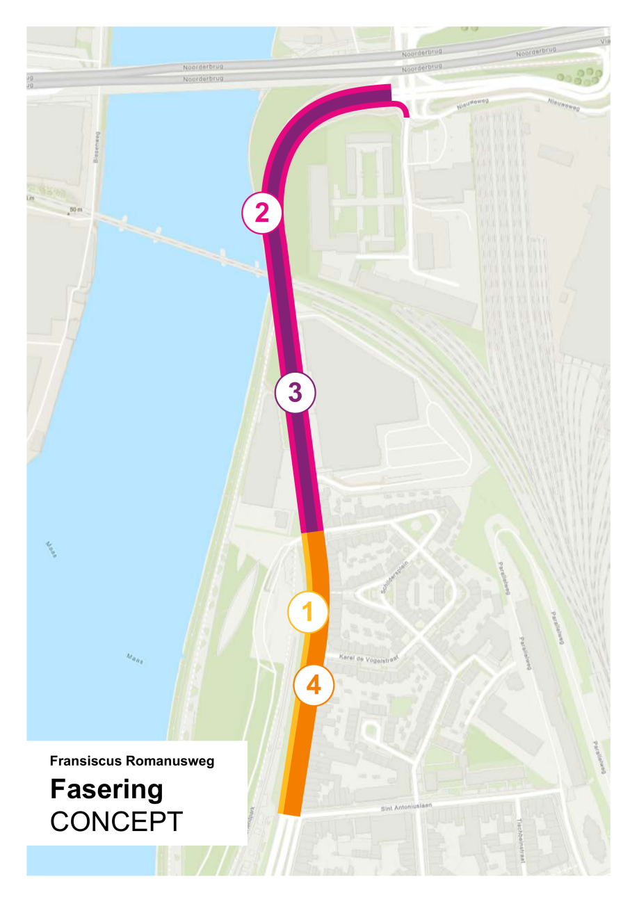 Fasering fietsroutes Franciscus Romanusweg